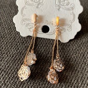 New camellia rose gold crystal earrings